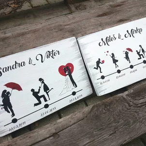 Tabuľka príbeh dvoch 20 x 30 cm sivá