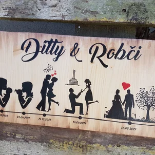 Tabuľka príbeh dvoch 20 x 40 cm hnedá