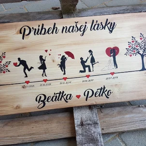 Tabuľka príbeh dvoch 25 x 50 cm srdiečka