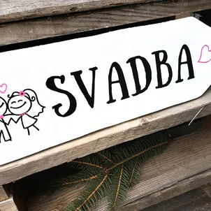 Tabuľka svadba šípka