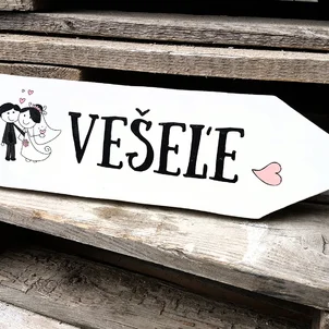 Tabuľka svadba šípka – vešeľe
