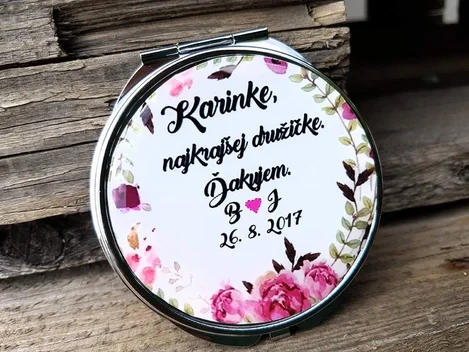 Zrkadielko pre družičku s menami a údajmi zo svadby