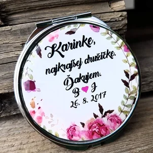 Zrkadielko pre družičku s menami a údajmi zo svadby